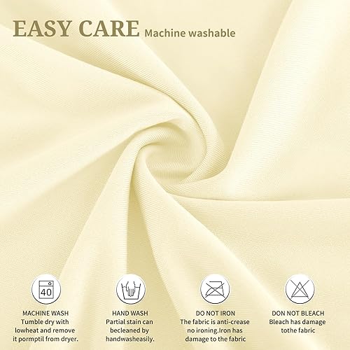 Miniatura 8 de Paquete de 4 manteles redondos para mesa de cóctel, de 32 x 43 pulgadas, de elastano, con cortinas onduladas, color beige, para mesa de boda, bar,