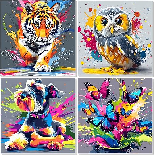 Miniatura 78 de EOBROMD Mrine Life - Paquete de 4 kits de pintura enmarcada por números para niños, kits de bricolaje para niños de 4 a 8 a 12 años, pintura sobre