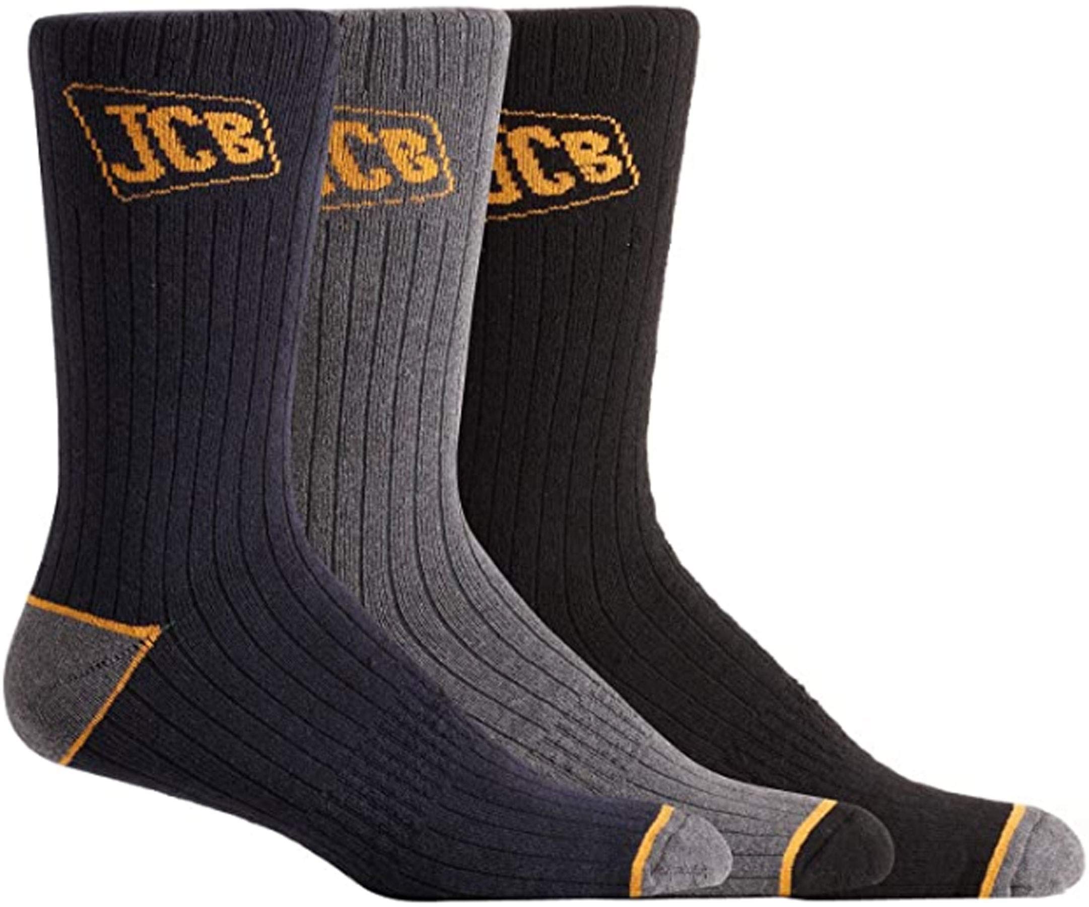 Socks Uwear Black Official Jcb Hosiery Range - Activity Socks 3Pk Assorted 6-8