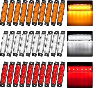 Nilight Side Marker Light 30PCS 3.8 Inch Amber Red White 6 LED Indicator Clearance Marine Boat Navigation Lights for Yacht Kayak Sailboat Trailer Bus RV