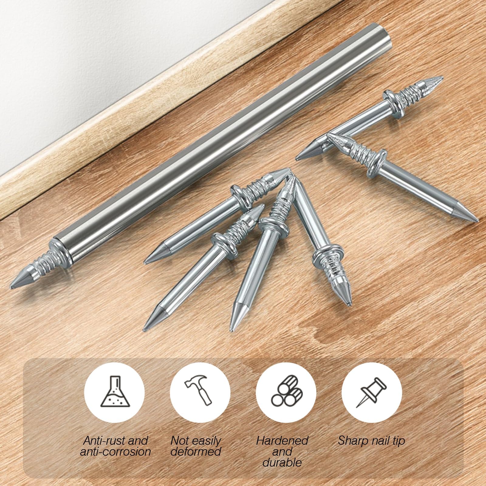 200 Chiodi Per Battiscopa A Doppia Testa - Senza Cuciture, Antitraccia, Con Attrezzo - Foto 11