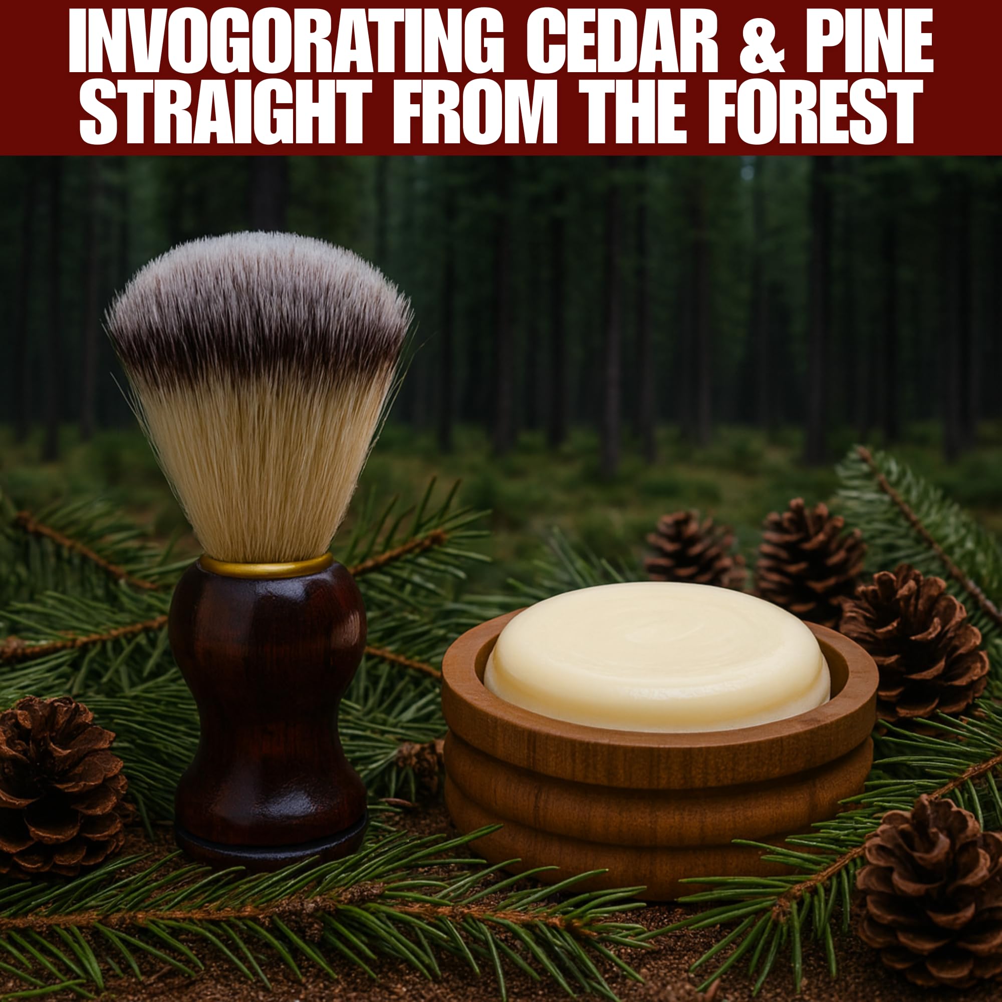 G.B.S GENTS - Set da barba classico da uomo, in legno, con supporto in legno e ciotola per sapone da barba da 8,9 cm di diametro