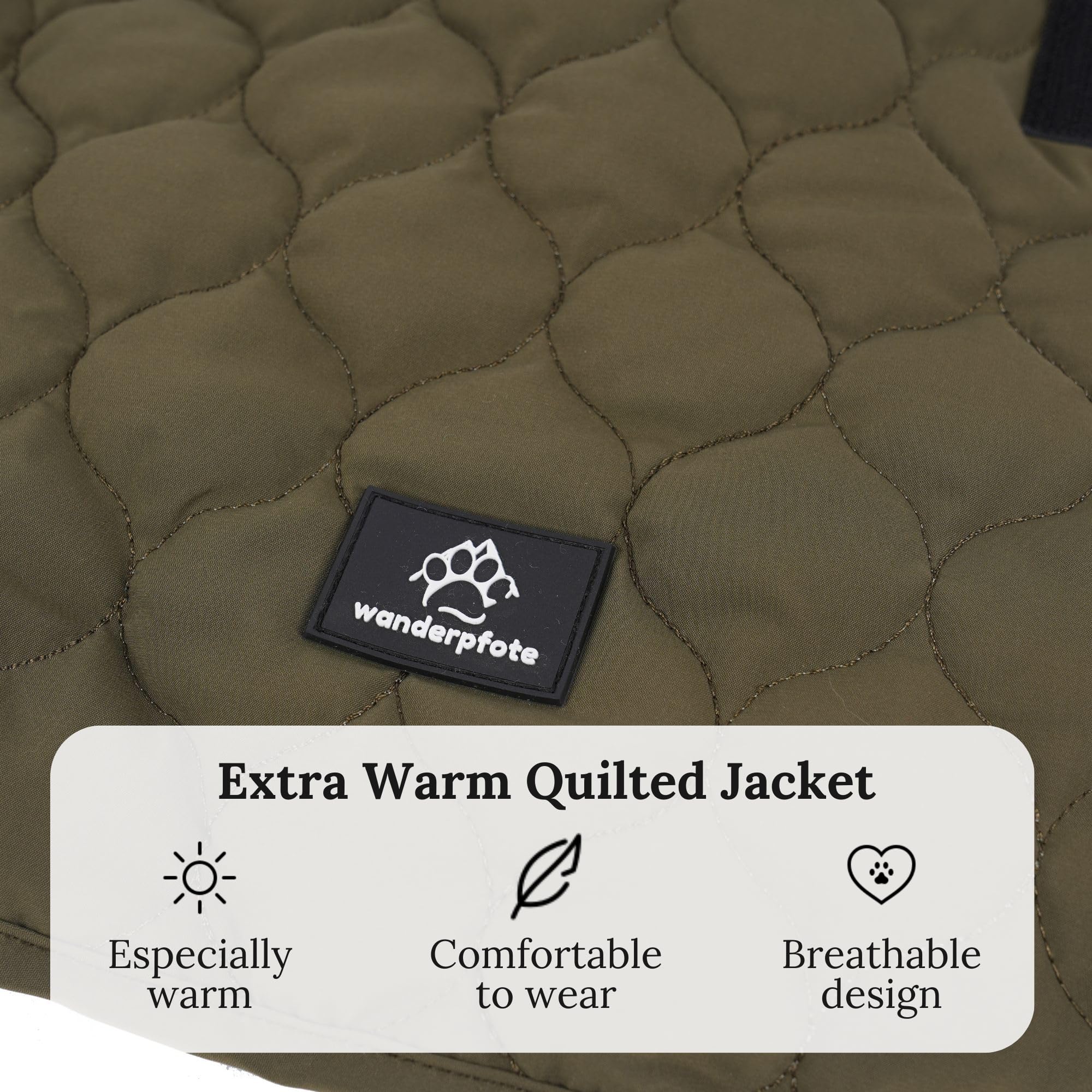 Wanderpfote Dog Coat - Quilted Jacket Dog Jacket Stylish and Elegant - Waterproof Dog Coat - Ideal for Small and Medium Dogs (Green, L) - Image 3