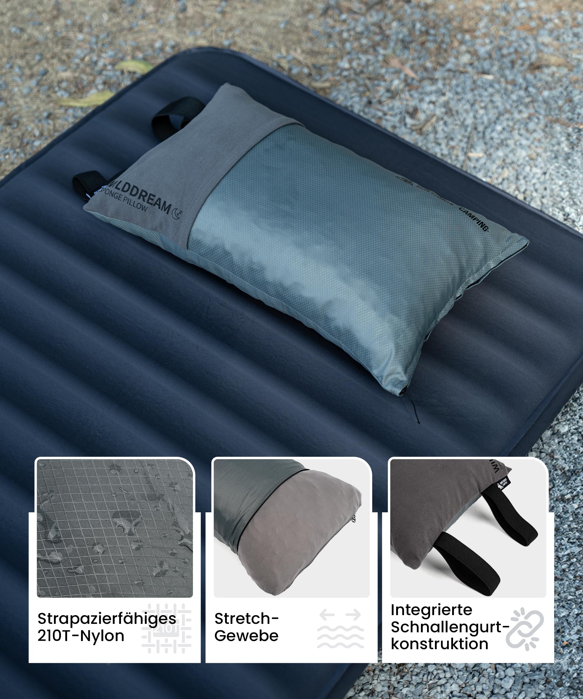 OneTigris Almohada de espuma viscoelástica para acampada