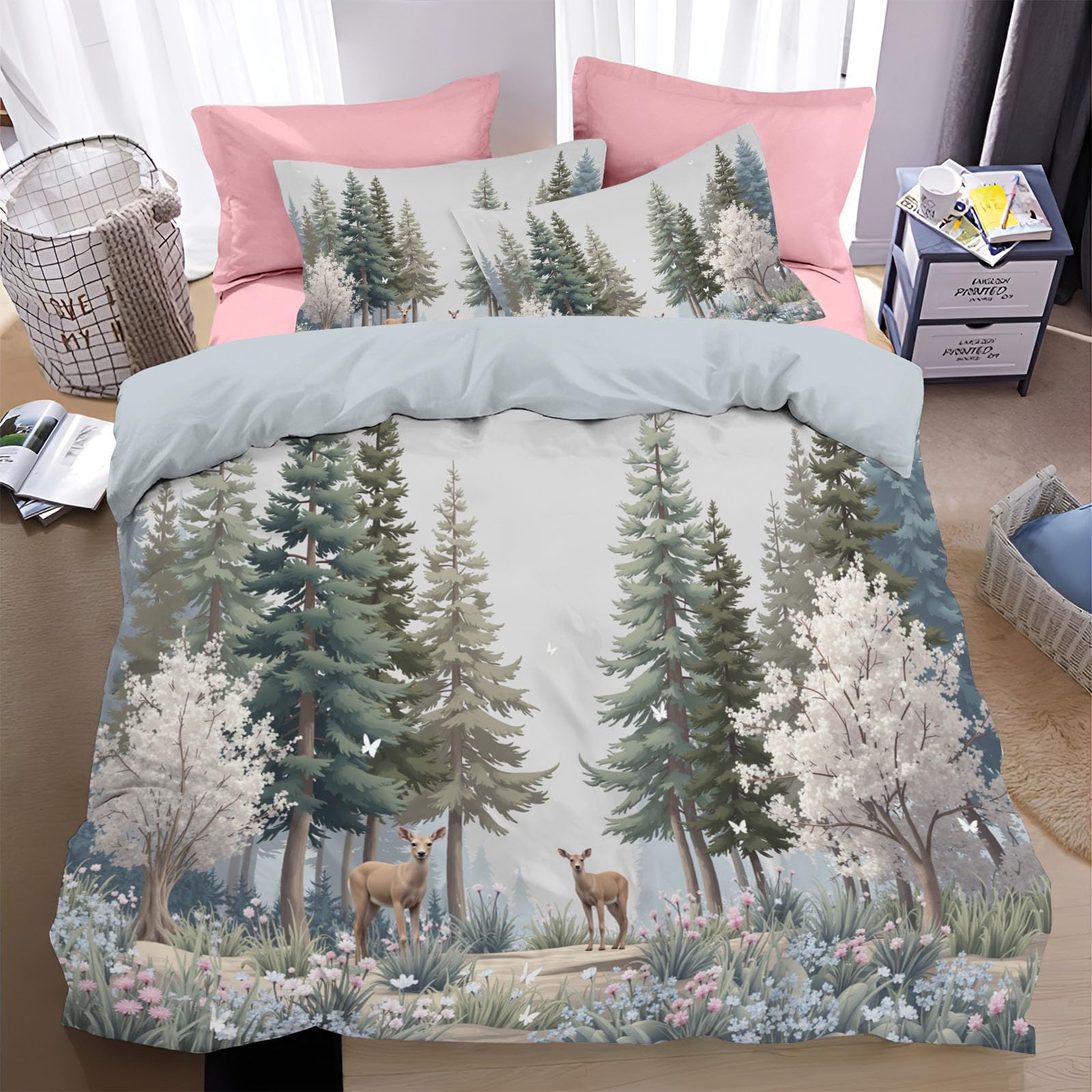 Housse de couette 240x260cm jungle résolvant les réveils froids avec ses taies assorties