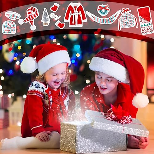 Miniatura 7 de El juego de 11 piezas de accesorios de muñeca elfo de Navidad incluye saco de dormir de elfo, bufanda, máscara, albornoz, zapatos, hamaca, delantal,