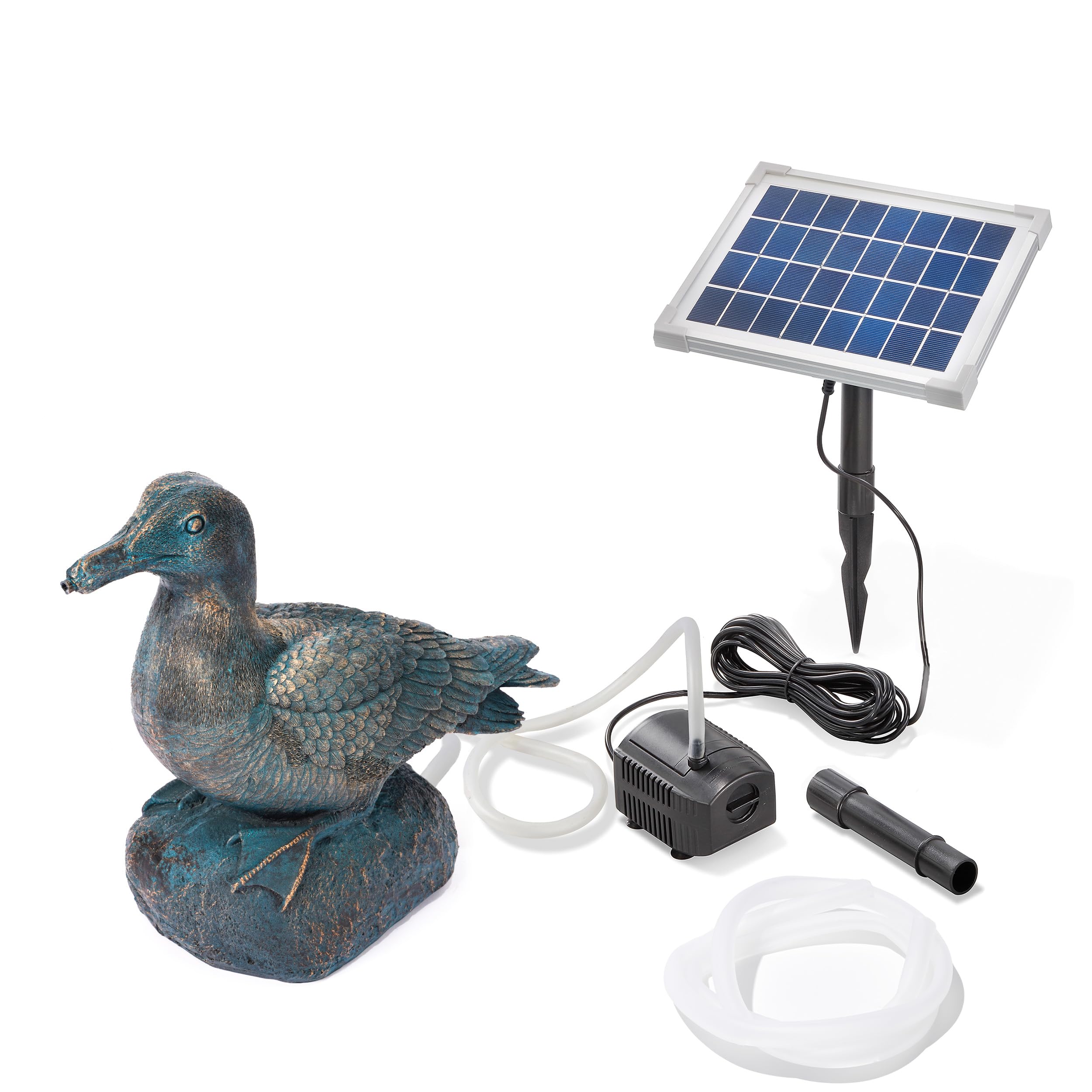 Esotec Solar Wasserspeier Set Ente Samuel Gartenteich mit Teichpumpe 101682