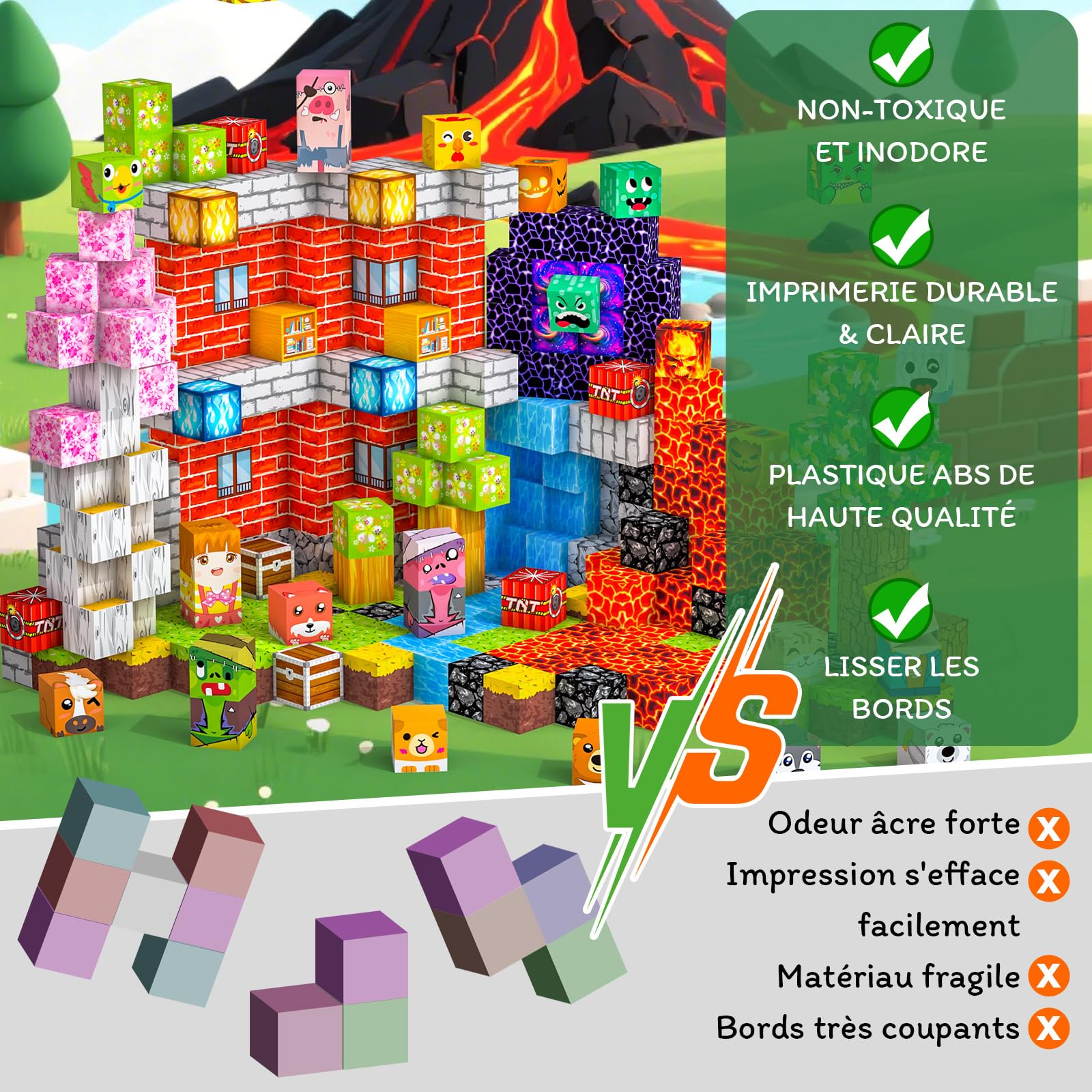 Construction Magnetique Enfant 330 pièces 2CM Magnetic Blocks 3+ Jeux Aimants, Bloc de Cube Magnétique de pour Garçon et Fille, Jouet Créatif Montessori pour Enfants 3 4 5 6 7 8 9 10 11 12 Ans Jeu