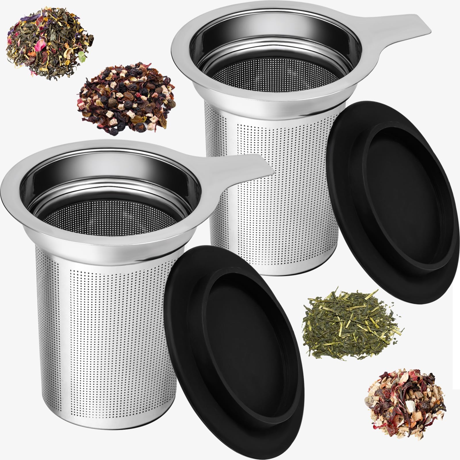 PARACITY Tea Infuser for Loose Leaf Tea, Loose Leaf Tea Infuser with Handles, Tea Strainer Extra Fine 18/8 Stainless Steel, Tea Strainer for Teapots, Mugs, Cups to Steep Loose Leaf Tea(2 Pack)