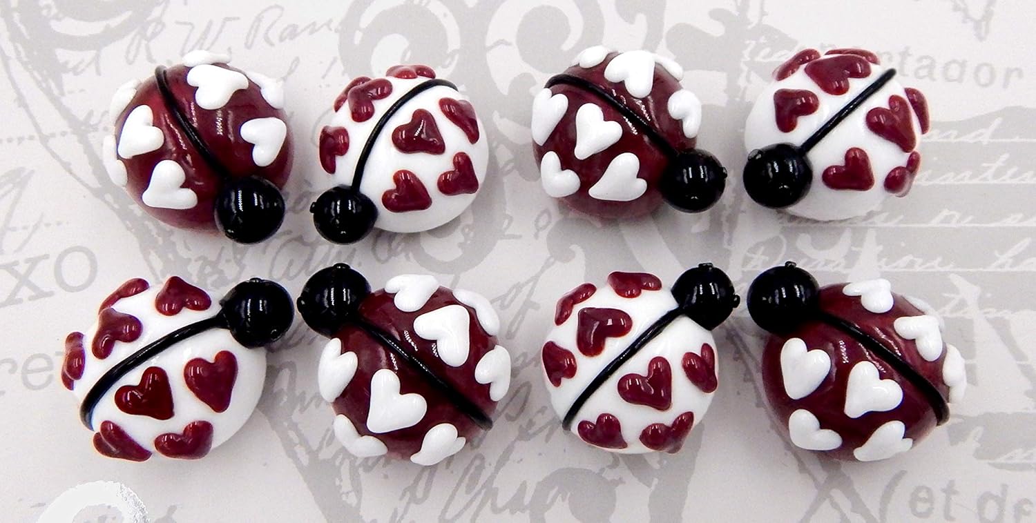 Art Glass Chocolate Lady Bug Love Heart Gift Handmade Home Décor (White Chocolate)