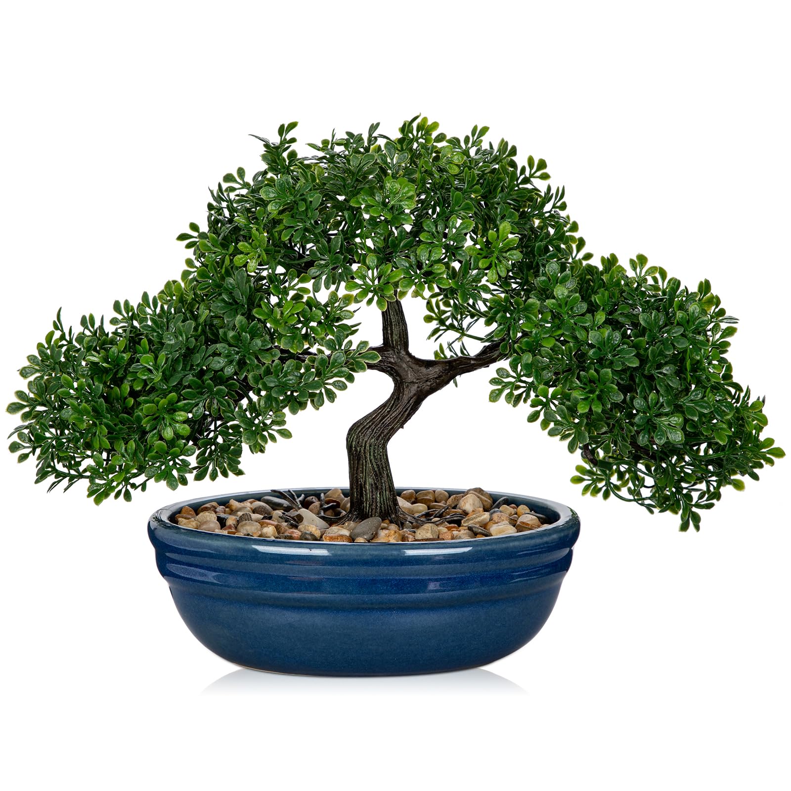 Briful Bonsai artificiale da 24,1 cm, pianta finta per bonsai verde Podocarpus, piante artificiali per interni, in vaso di ceramica, pianta finta per interni, decorazione per casa, ufficio, scrivania