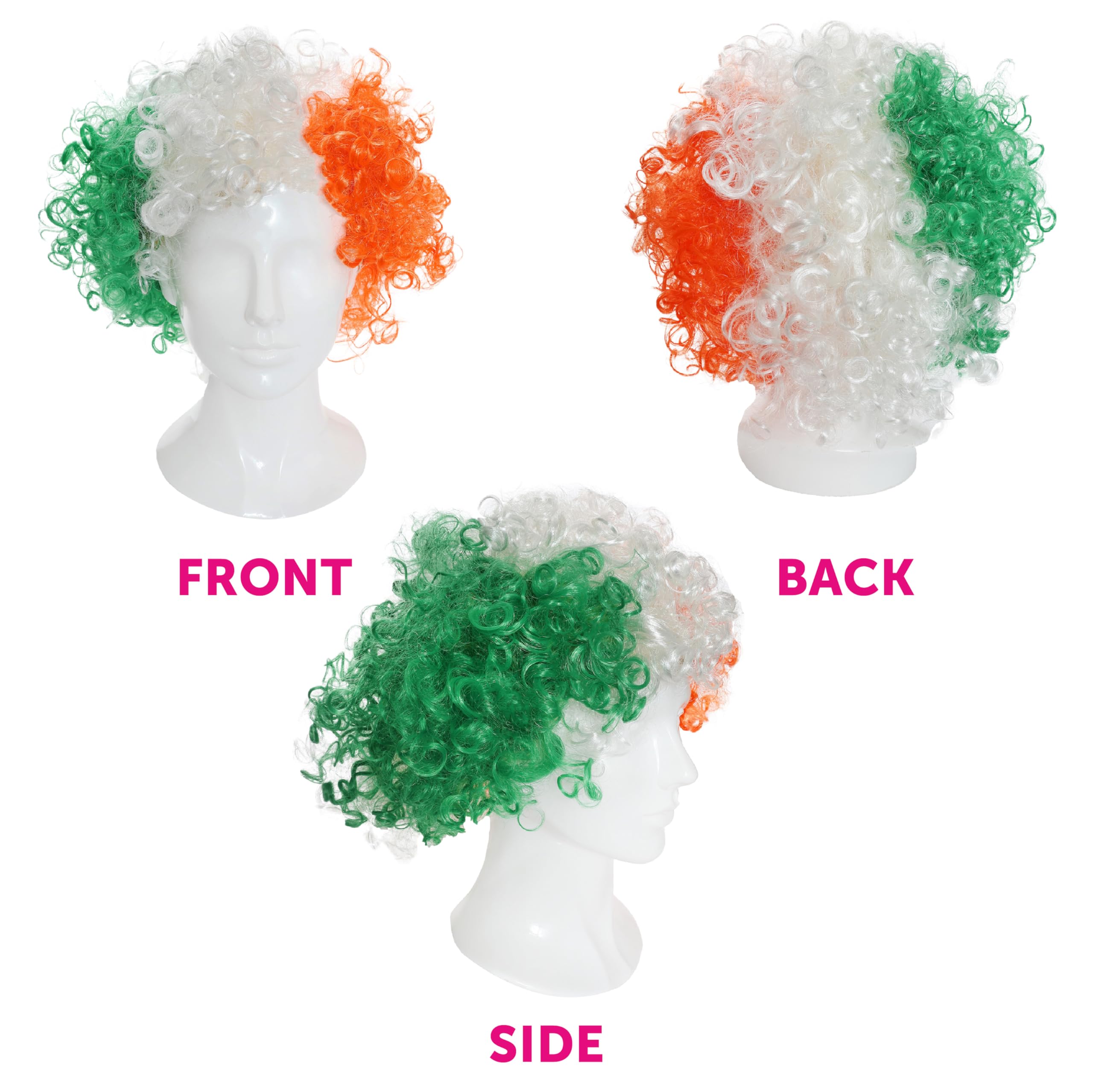 Afro-Perücke mit irischer Flagge, Irland-Fans, Rugby-Fans oder andere Sportveranstaltungen und Kostümpartys für Männer oder Frauen