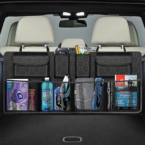 Organizador de maletero de automóvil, organizador de asiento trasero de gran capacidad para SUV, camionesMPV (42 x 18 pulgadas), organizador de