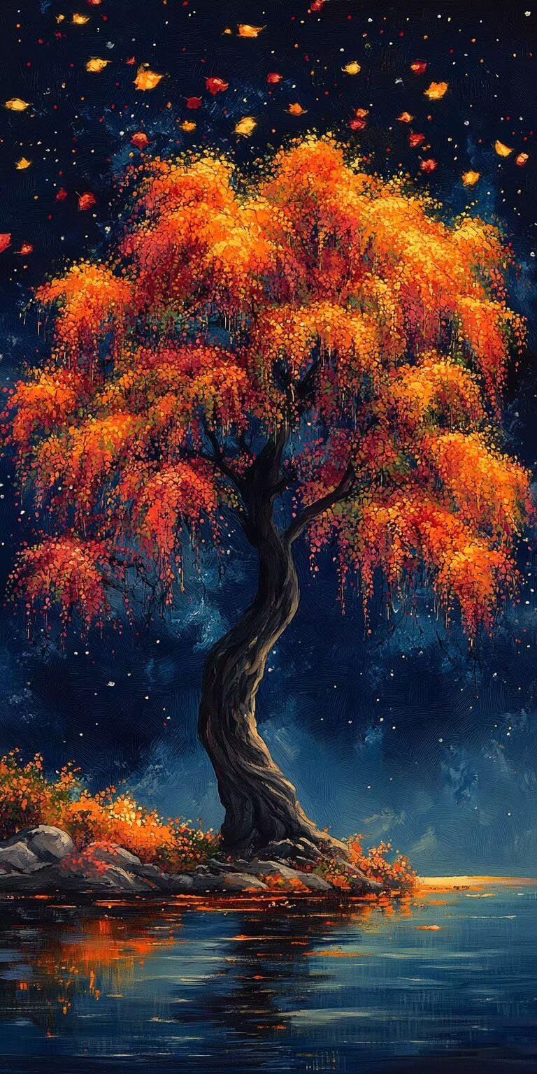 Albero Dipingere con i Numeri 90x180cm Pittura Acrilica Autunno, k-383