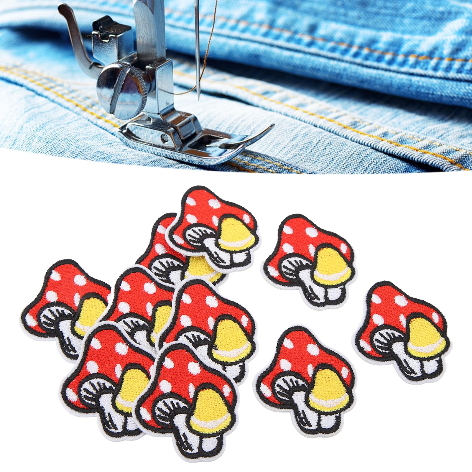 30PCS Mushroom Iron on Patches, Embroidered Patches Mini Mushroom Stickers Clothing Patches Unique DIY Embroidered Mushroom Stickers Sew on Patches for Clothing Dress Hat Plant Decoration