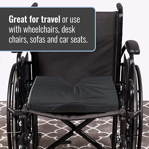 Miniatura 2 de DMI Cojín de asiento de coxis de espuma contorneada para dolor de espalda y dolor de coxis con funda Oxford de nailon, para silla o silla de ruedas,