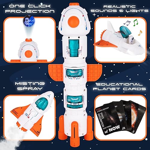 Miniatura 4 de ArtCreativity Rocketship - Juego de juguete con proyección de planeta, juguetes espaciales geniales para niños pequeños con luces y sonidos,