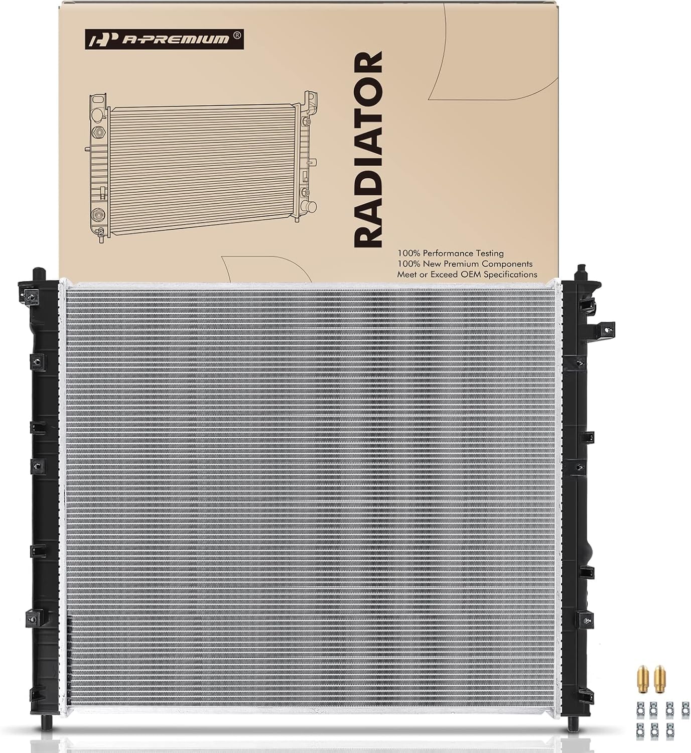 A-Premium Engine Coolant Radiator Assembly with Transmission Oil Cooler Compatible with Cadillac CTS 2008-2013 V6 3.6L, 2010-2013 V6 3.0L, Automatic Transmission