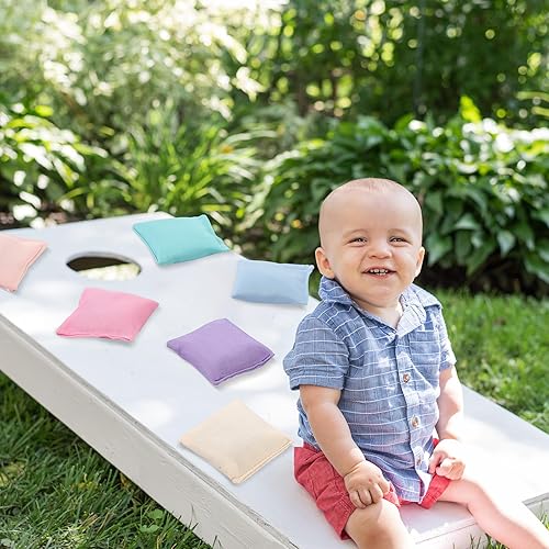 Miniatura 5 de Jenaai 24 bolsas de frijol de nailon coloridas, sacos de frijoles de 4.9 x 4.9 pulgadas para lanzar puffs, juegos de juegos para lanzar a mano,