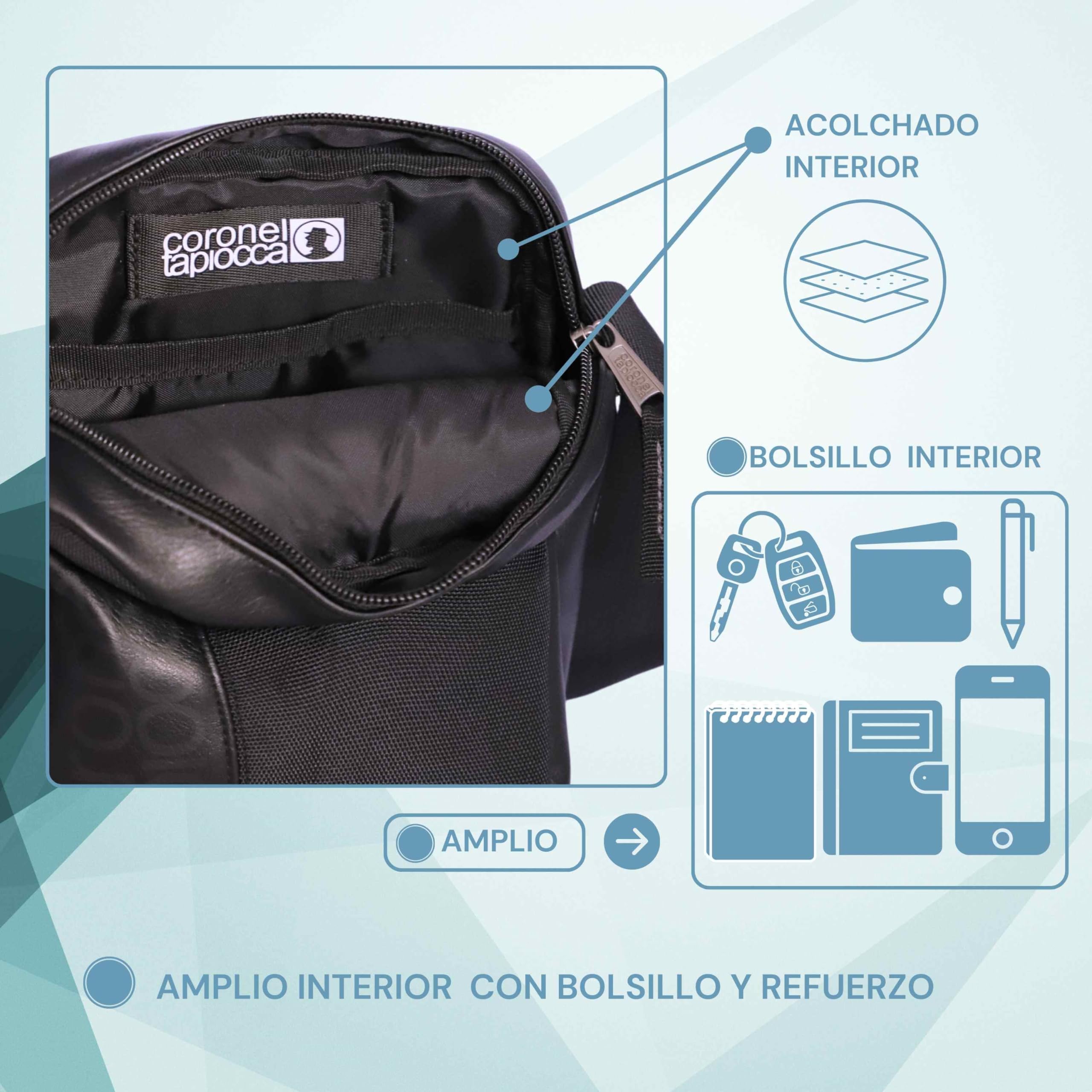 Coronel Tapioca – Bandolera para hombre estilo casual | Bolso hombre bandolera compacto con múltiples compartimentos | Ideal para uso diario, viajes o trabajo
