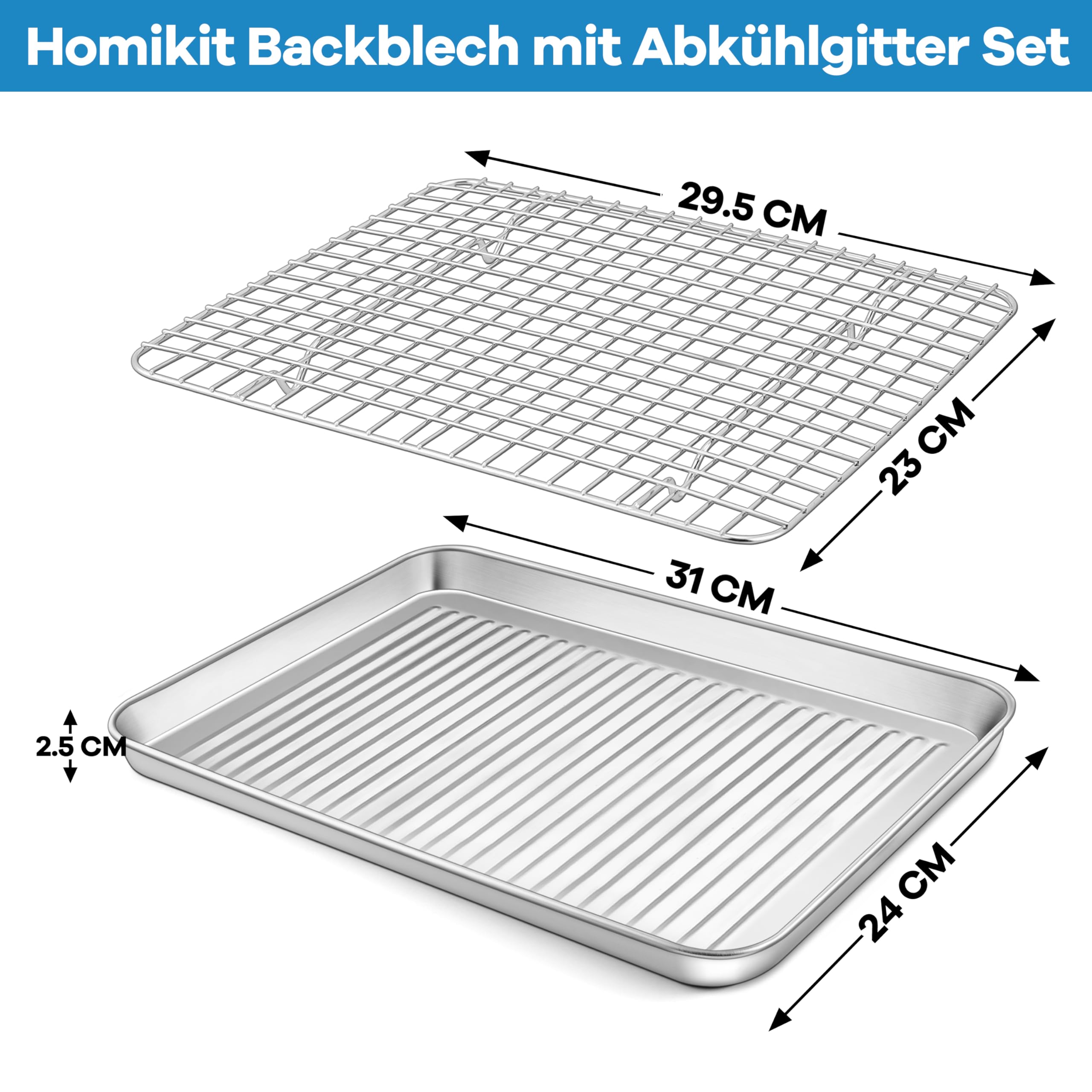 Teglia Da Forno In Acciaio Inox 40x30cm Con Griglia Di Raffreddamento - Homikit - Foto 10