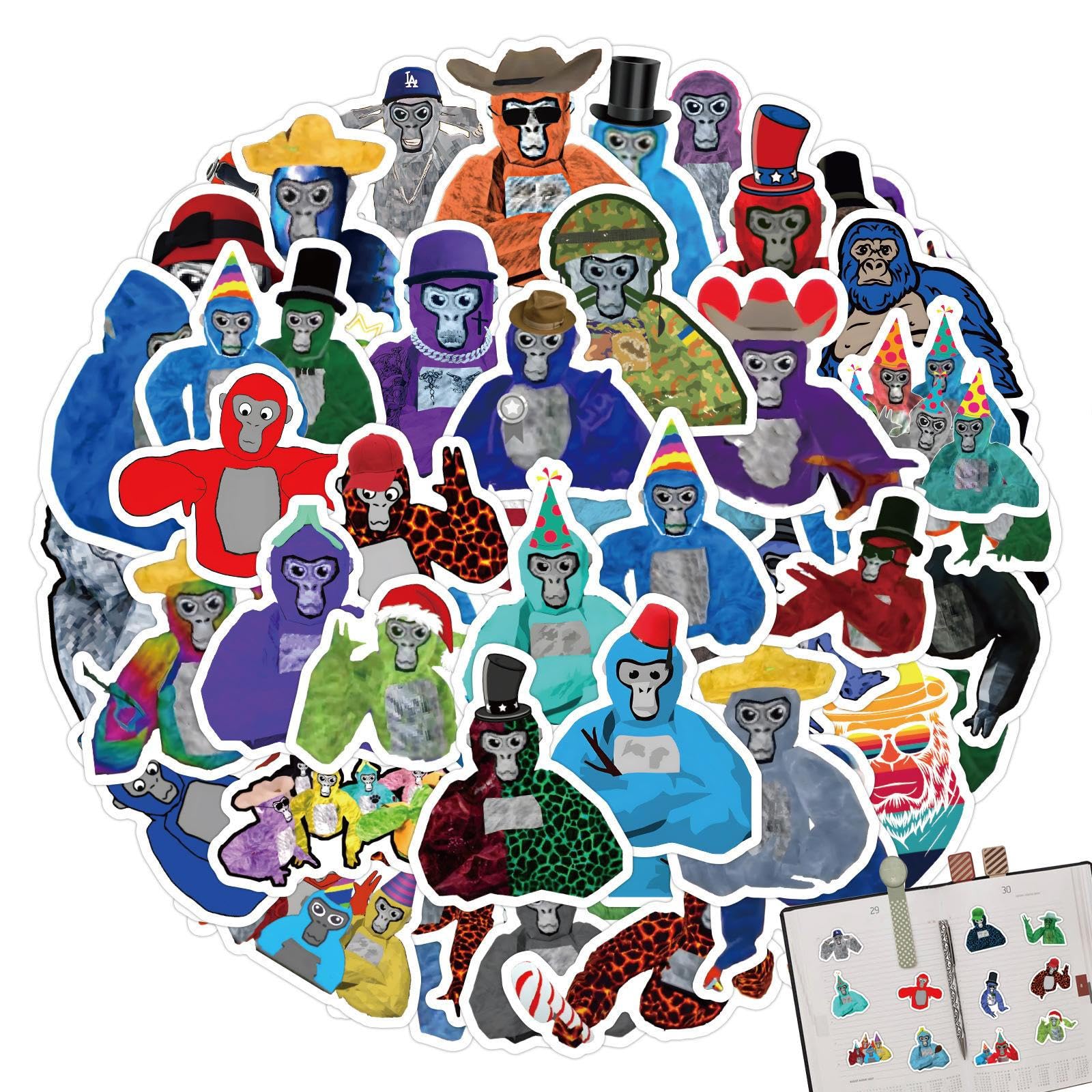 tongfeng Gorilla Label Sticker, Birthday Decorations Favors for Kids Supplies, Perfect for Laptop, Refrigerator, Luggage, Computer, Skateboard Eaglehg