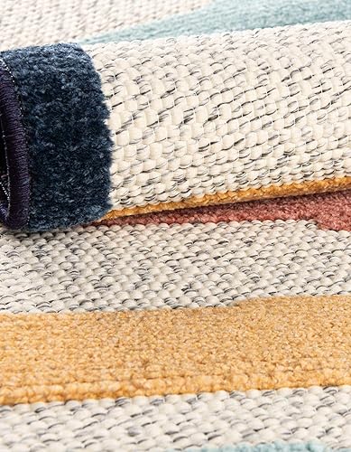 Miniatura 6 de Unique Loom Belize Outdoor Collection - Alfombra Lamanai (2 x 10 pies, color marfilazul marino)