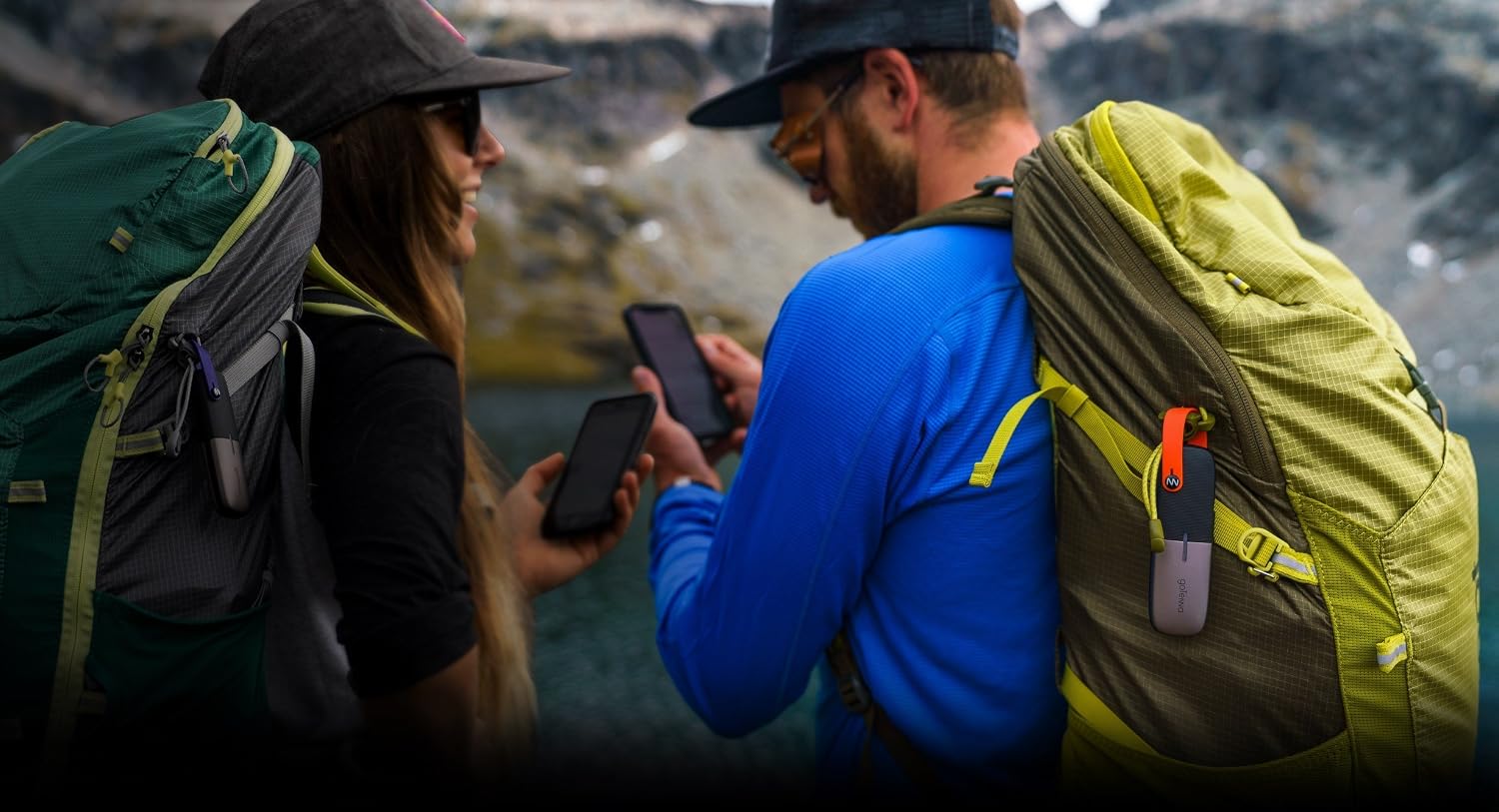 goTenna Mesh | Two Off-Grid SMS & GPS Devices That Pair with Any Phone | Chat, Send Texts & Location Information Without Cell Service or Wi-Fi | 24-Hour Battery (Blue/Green)
