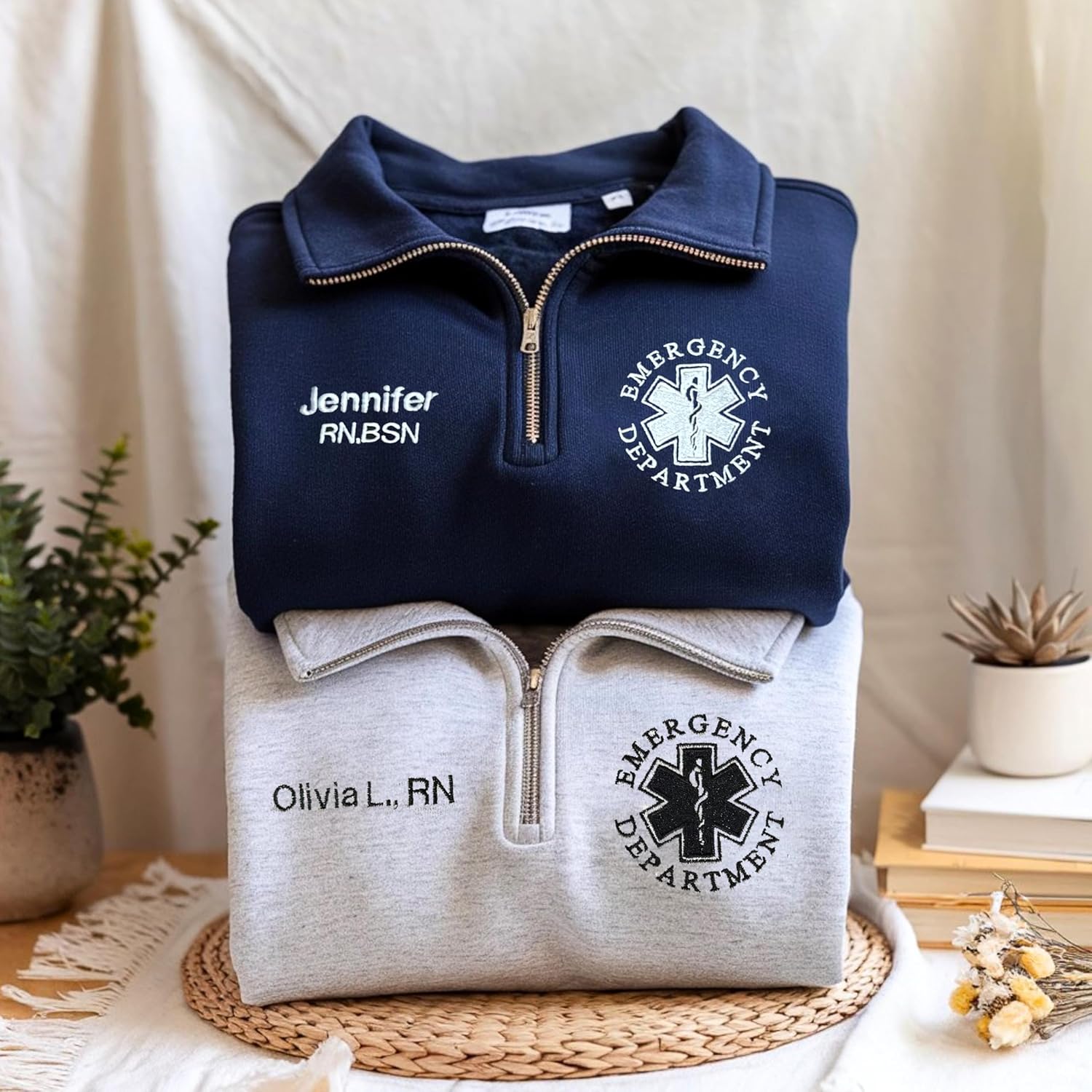 Famitrendz Custom Embroidered Logo Quarter Zip Sweatshirt, Personalized Team Apparel, Customized Company Logo Outfit, Corporate Uniform, Monogram Zip Up Workwear, Custom Sweatshirt - Image 3