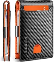RUNBOX Slim RFID Blocking Leather Wallet for Men with Money Clip - Thin Bifold Front Pocket Card Holder, 11 Slots, Gift Box