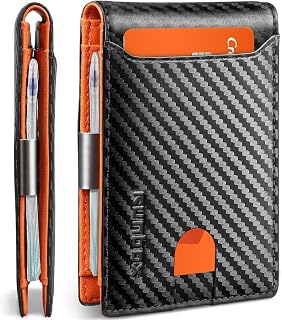 RUNBOX Slim RFID Blocking Leather Wallet for Men with Money Clip - Thin Bifold Front Pocket Card Holder, 11 Slots, Gift Box