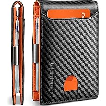 RUNBOX Slim Wallets for Men - Leather Money Clip Mens Wallet - RFID Blocking Front Pocket Bifold Wallet - Thin Credit Card Holder with Gift Box