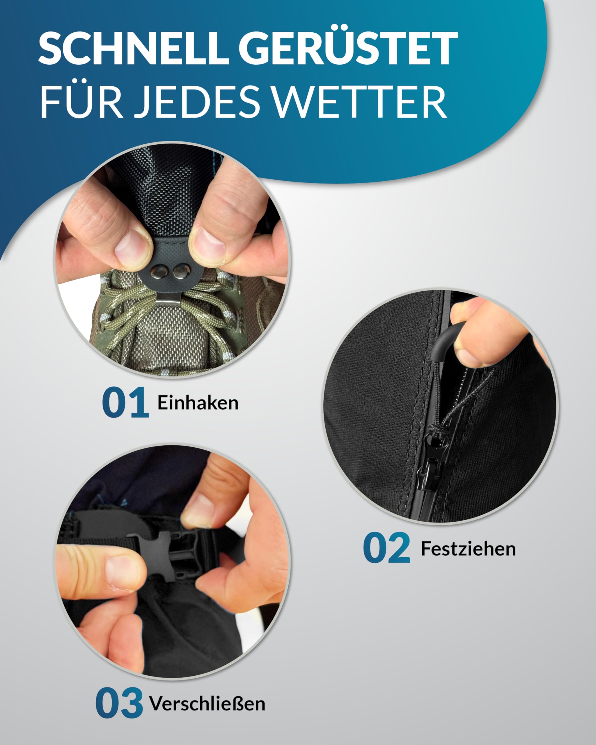 Alpenwert Gamaschen Wasserdicht [Deutsches Start-Up] geschützt beim Wandern, Jagd, Schnee, Winter, Regen Gaiters Regenstulpen für Herren und Damen