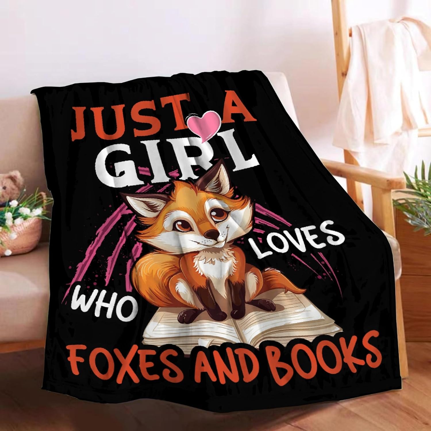 Fox Blanket for Girl Just A Girl Who Loves Fox Gifts for Women Soft Blanket for Bedding Sofa Traveling Camping 60x80inches