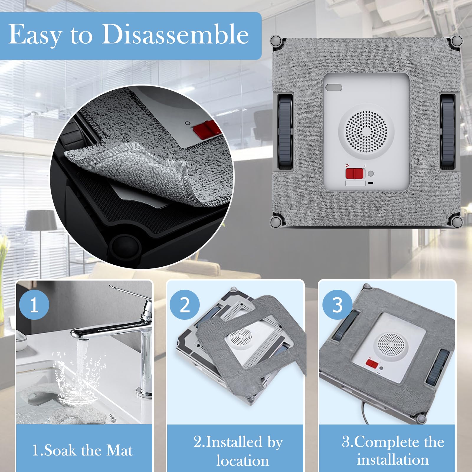 9 Pièces pour Ecovacs Winbot W2 PRO/W2 PRO Omni/W2 Omni/W2/W1 Pro/W1 Microfibre Serpillère Rechange Kit, Lavables Lingette de Nettoyage pour Robots Laveurs de Vitres, pour Nettoyage Vitre, Taches