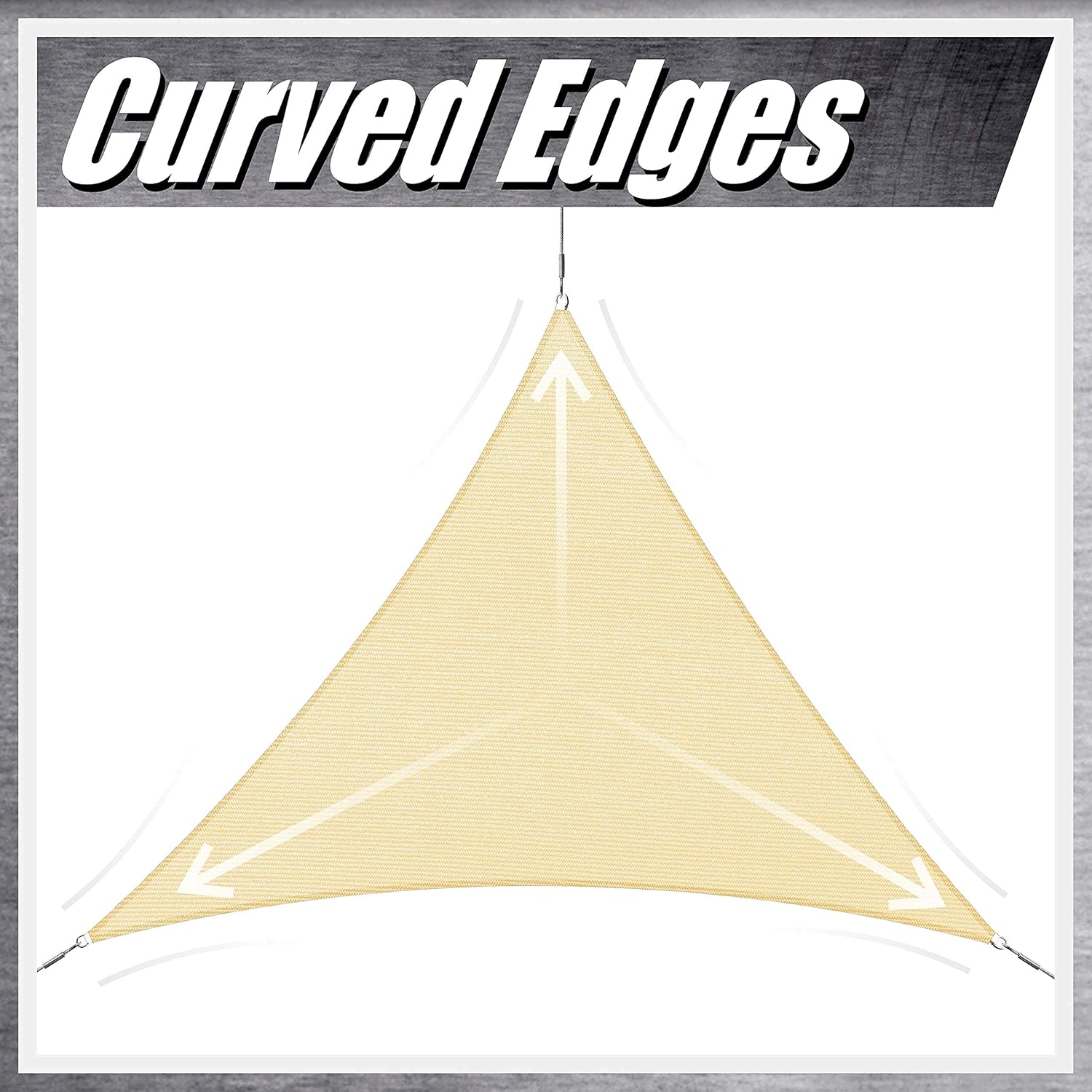 ColourTree 12' x 12' x 12' Beige Sun Shade Sail with Triangle Hardware Kit (Hardware Kits Only)