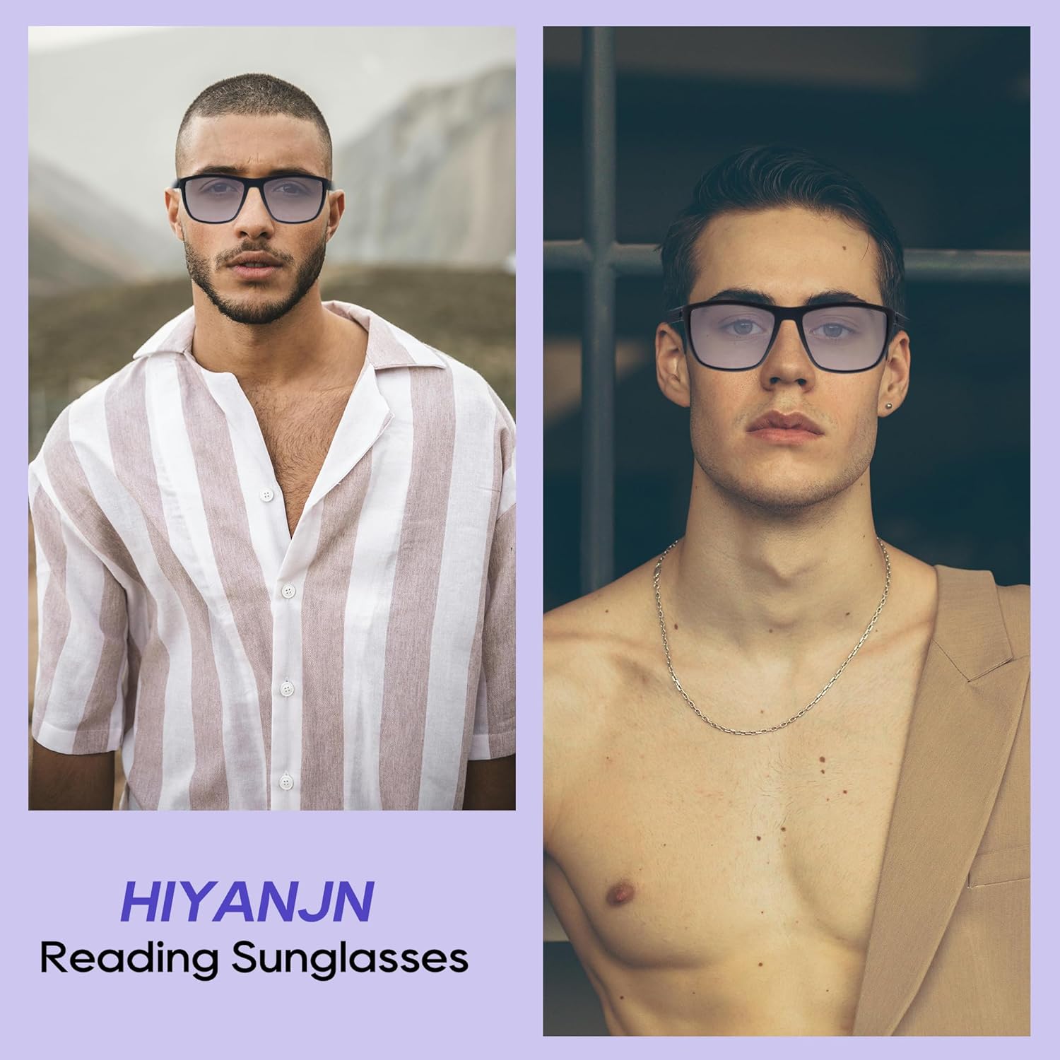HIYANJN 2 Pack Reading Sunglasses for Men Womens UV400 Protection Outdoors Classic Lightweight Rectangle Sun Readers - Image 2