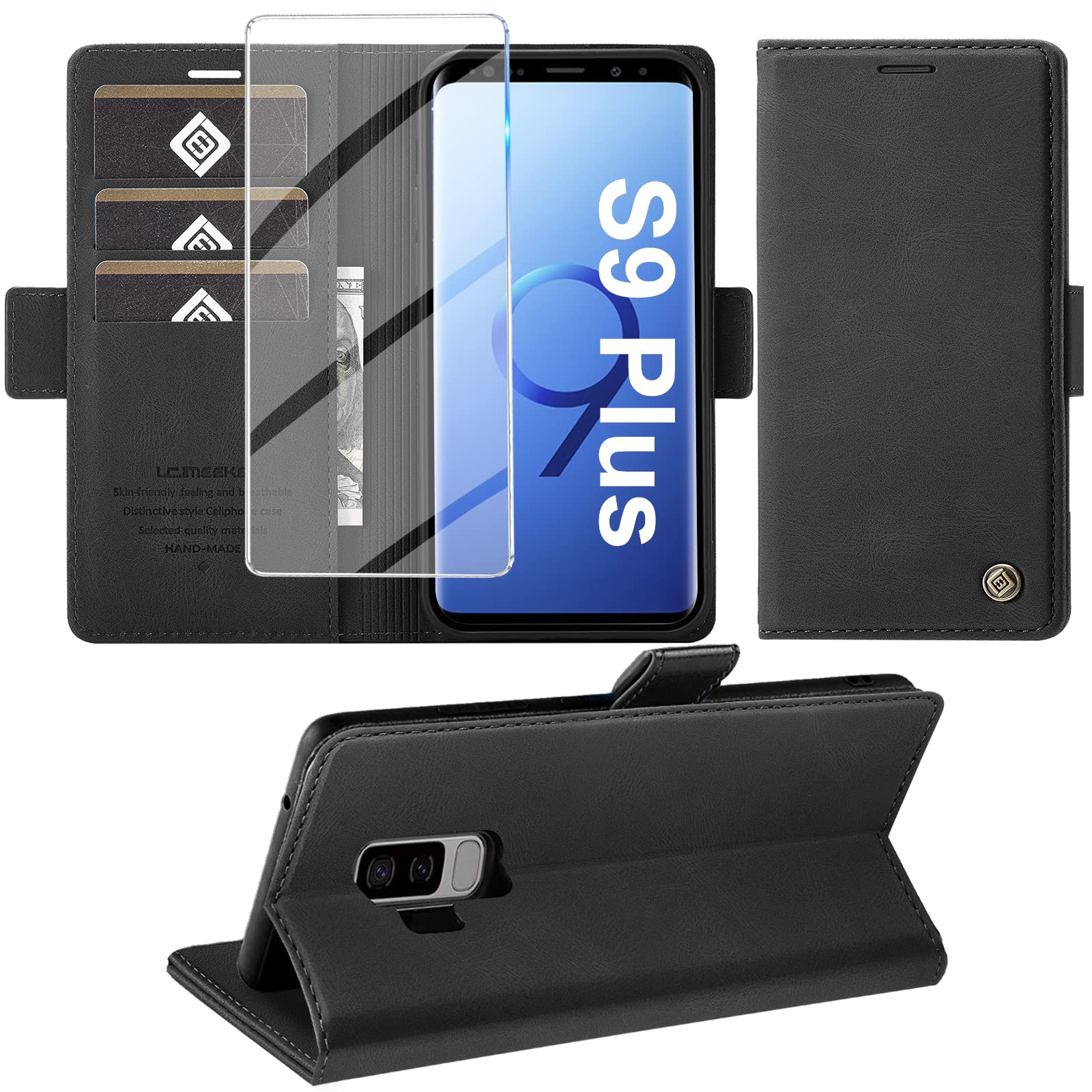 Giyer PU Wallet Handyhülle für Samsung Galaxy S7/S8/S9/S9 Plus/S10/S10E/S10 Plus/S20/S20 Plus/S20 Ultra 5G Hülle mit Schutzfolie