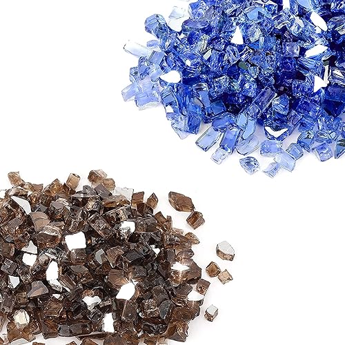 Skyflame Vidrio de fuego de alto brillo de 20 libras para paisajismo de chimeneas, cobre reflectante de 12 pulgada y azul cobalto reflectante