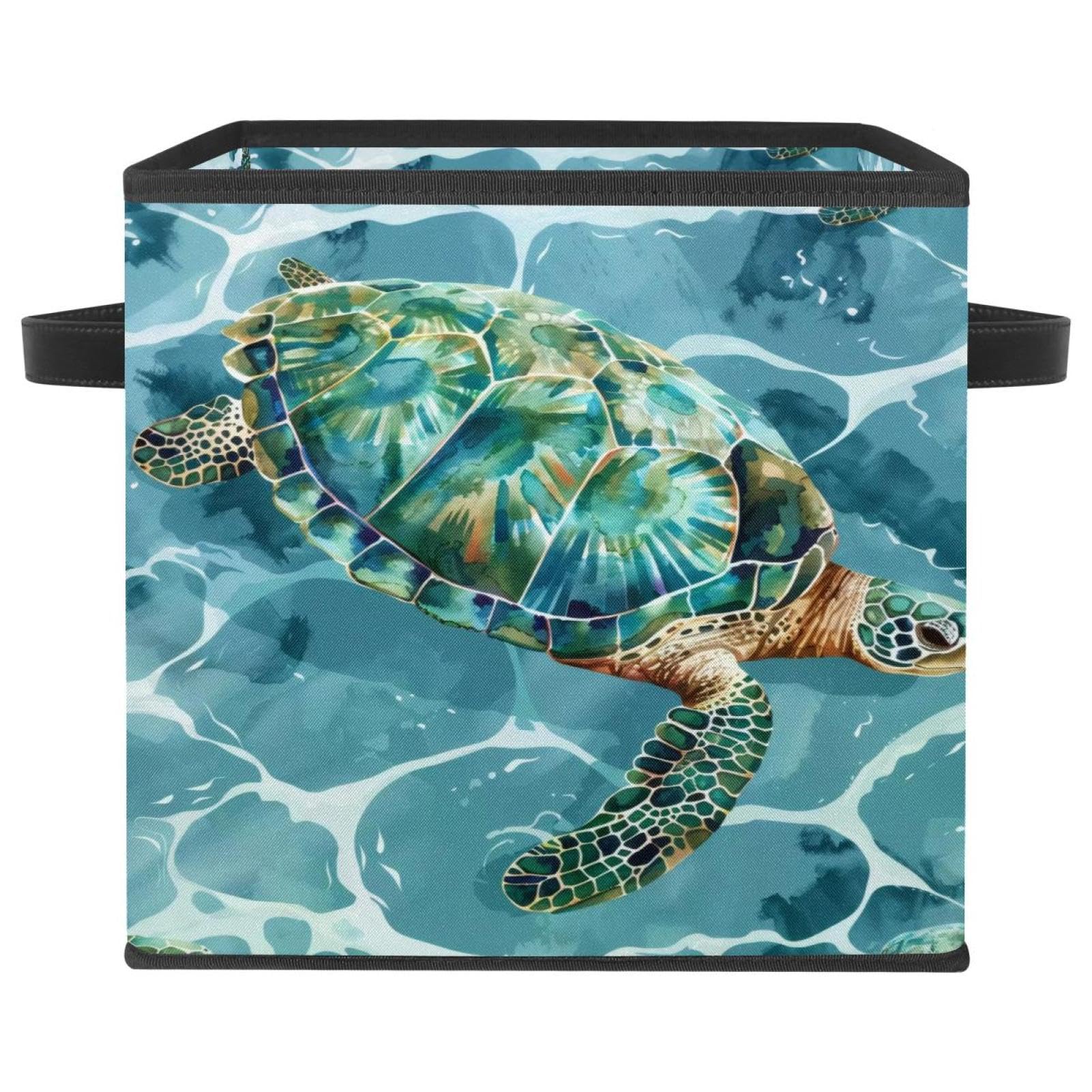 Panier de rangement tortue de mer en tissu Oxford premium double poignée robuste