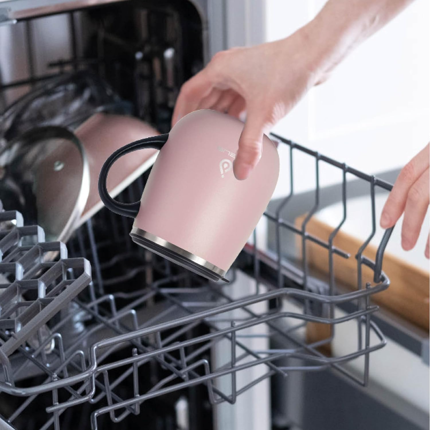 Ideus 16 oz Insulated Coffee Mug with Handle and Lid, Double Wall Stainless Steel Vacuum Thermal Coffee Mug, Travel Coffee Cup Thermal Cup for Home and Office, Sakura Pink - Image 6