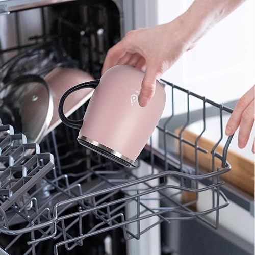 Miniatura 6 de Ideus Taza de café aislada de 16 onzas con asa y tapa, taza de café térmica al vacío de acero inoxidable de doble pared, taza de café de viaje