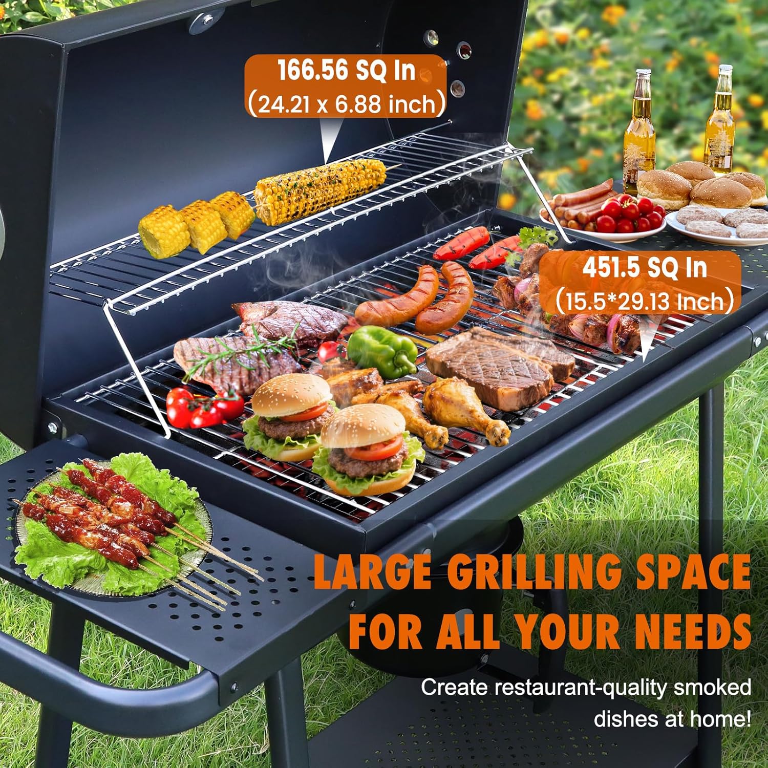 Realcook Barrel Charcoal Grill with Cover