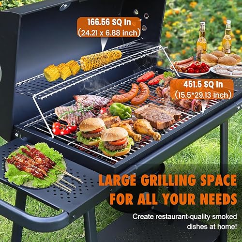 Miniatura 5 de Realcook Barrel Barrel Charcoal Grill Espaciosas parrillas premium para barbacoa al aire libre con mesas auxiliares  Perfecto para cocinar al aire