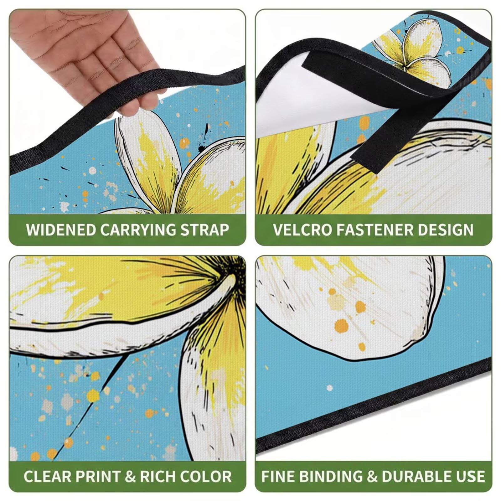 Coperta de Picnic 150x200 cm, Bianco Manta Picnic Impermeable Anti-Sabbia Manta de Playa Pieghevole, Outdoor Picnic Blanket per Spiaggia, Camping, Giardino, Trekking - Flower FZ-160