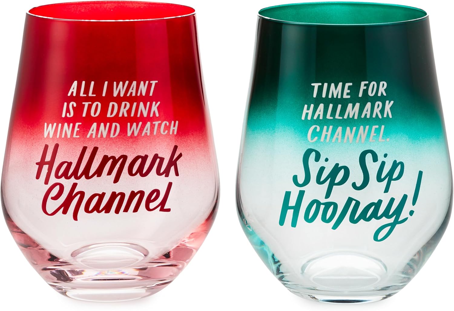 Hallmark Channel Stemless Wine Glasses ("Sip Sip Hooray