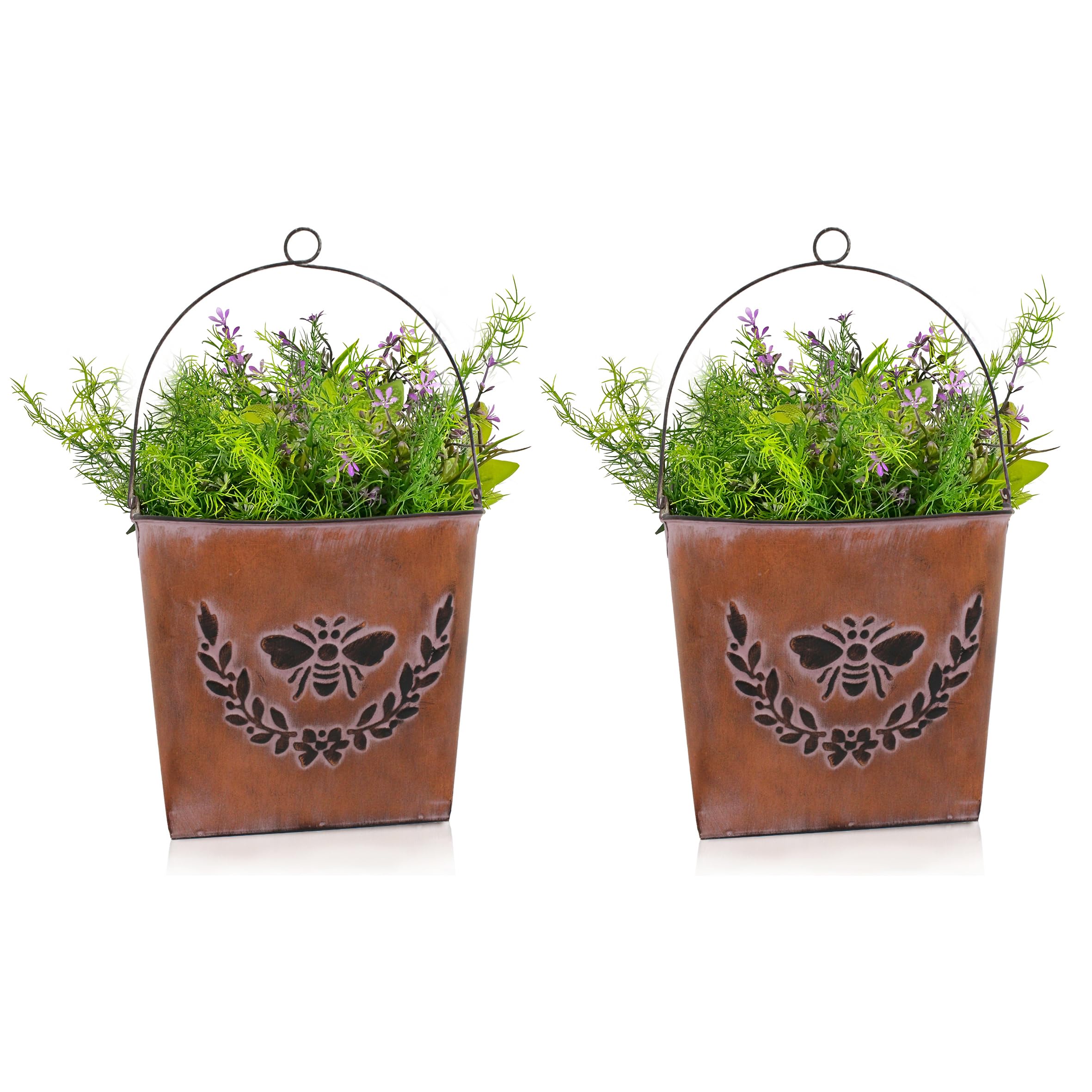 Pots de fleurs en métal galvanisé rustique aux finitions patinées durables