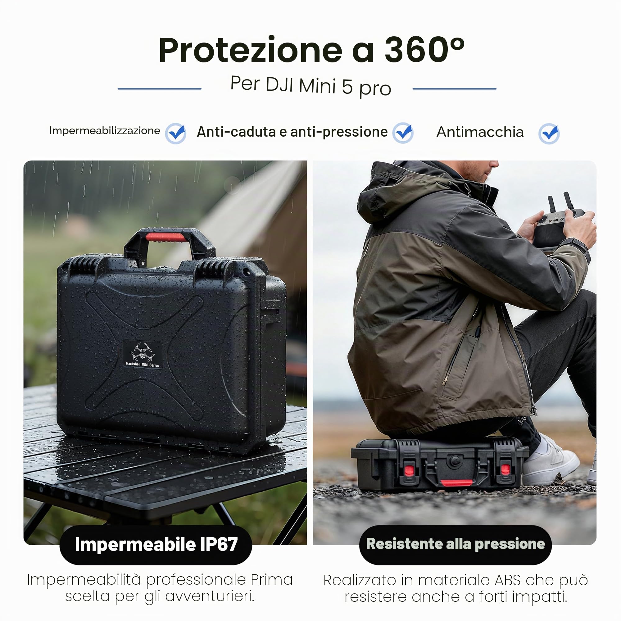 STARTRC Mini 5 Pro Valigia a doppio strato, custodia rigida impermeabile per DJI Mini 5 Pro Fly More Combo accessori per controller DJI RC 2/RC-N3 [Solo valigia]