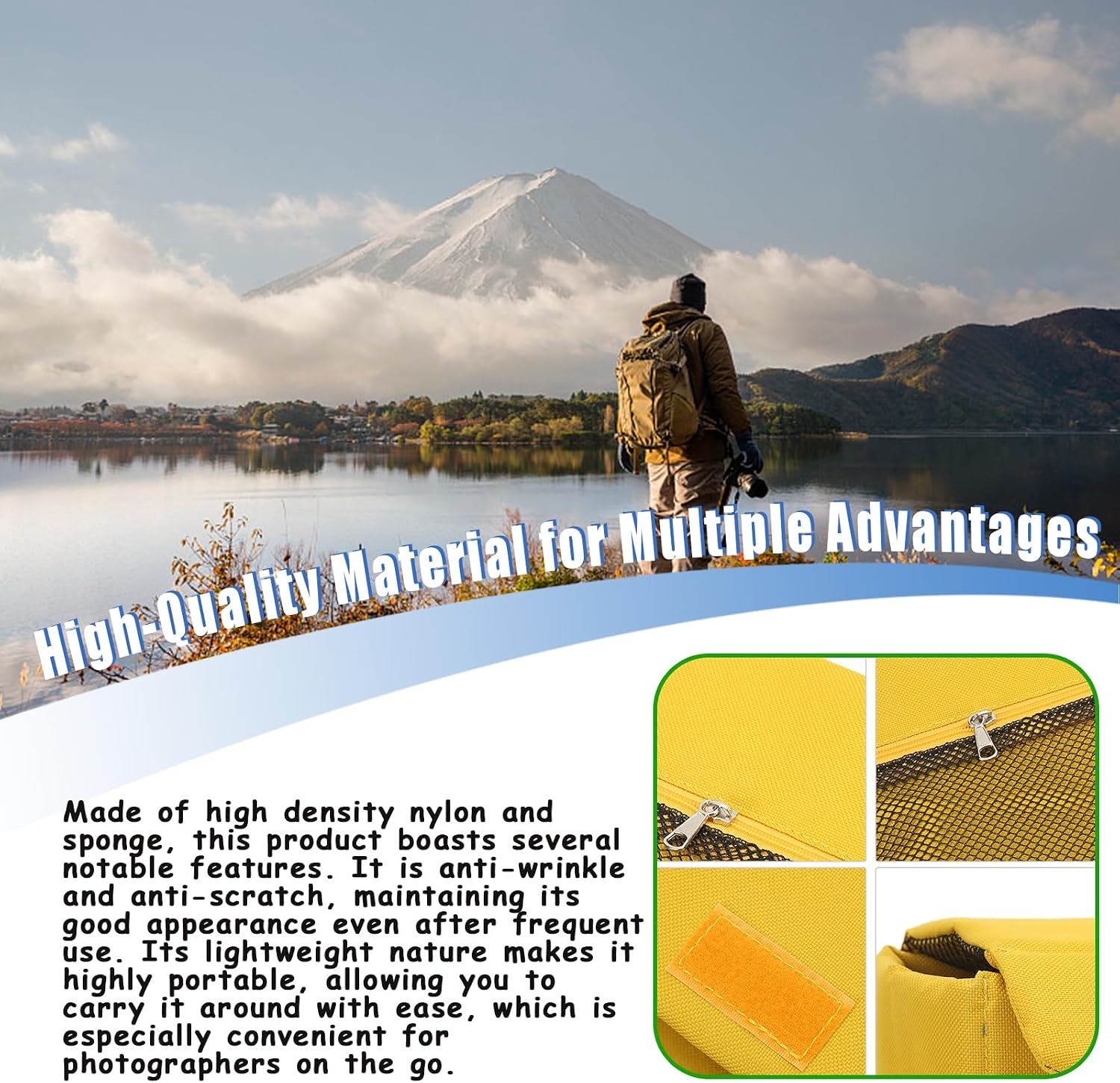 Camera Insert for Backpack Organizer Protective Bag Waterproof Camera Insert Bag Shockproof Camera Inner Case Bag for SLR Camera Lenses Flashes (Yellow S) (L) image 3