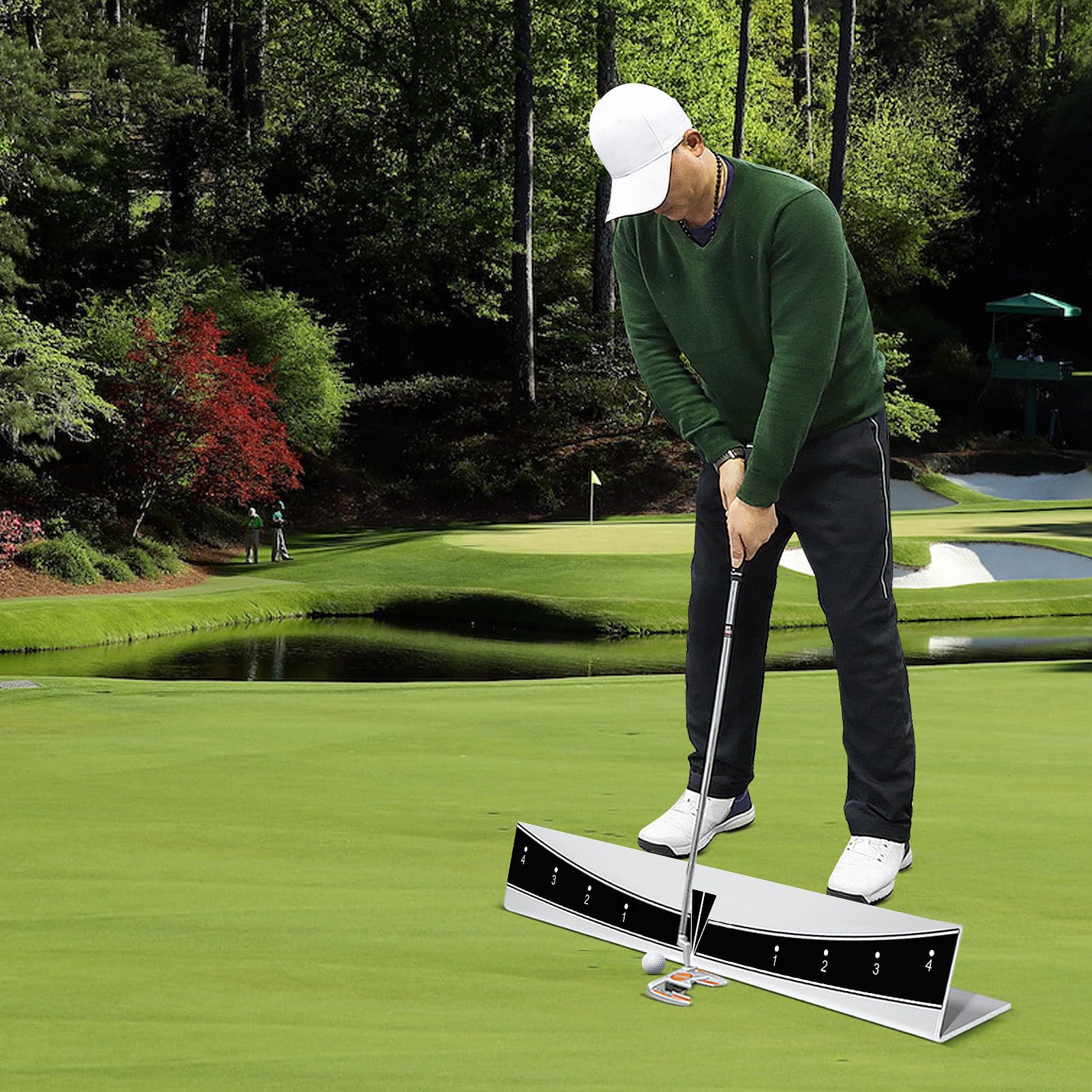 Tragbarer Putting-Tutor – 60,3 x 7,5 x 11 cm Putting Track | Ausrichtungsspiegel Trainingshilfe | Golf-Ausrichtungstrainer | leichtes Trainingszubehör für Enthusiasten, Männer, Frauen drinnen oder